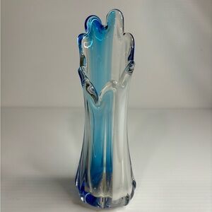 Vintage 1960’s Italian Blue and white glass vase